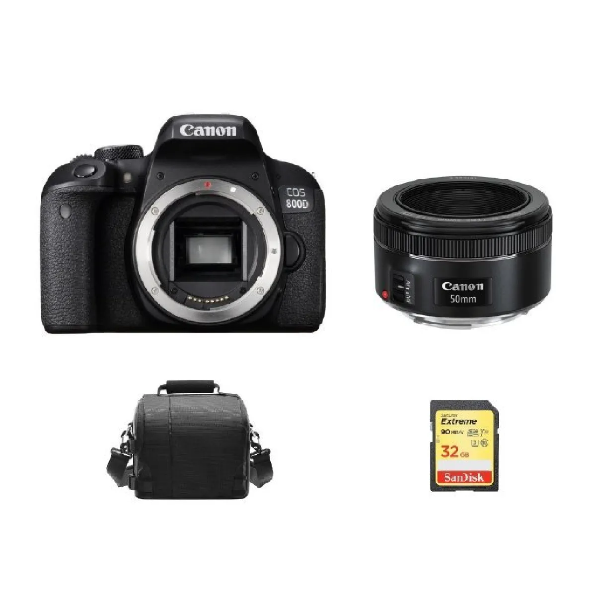 CANON EOS + EF 50mm F1.8 STM + SD card + camera Bag