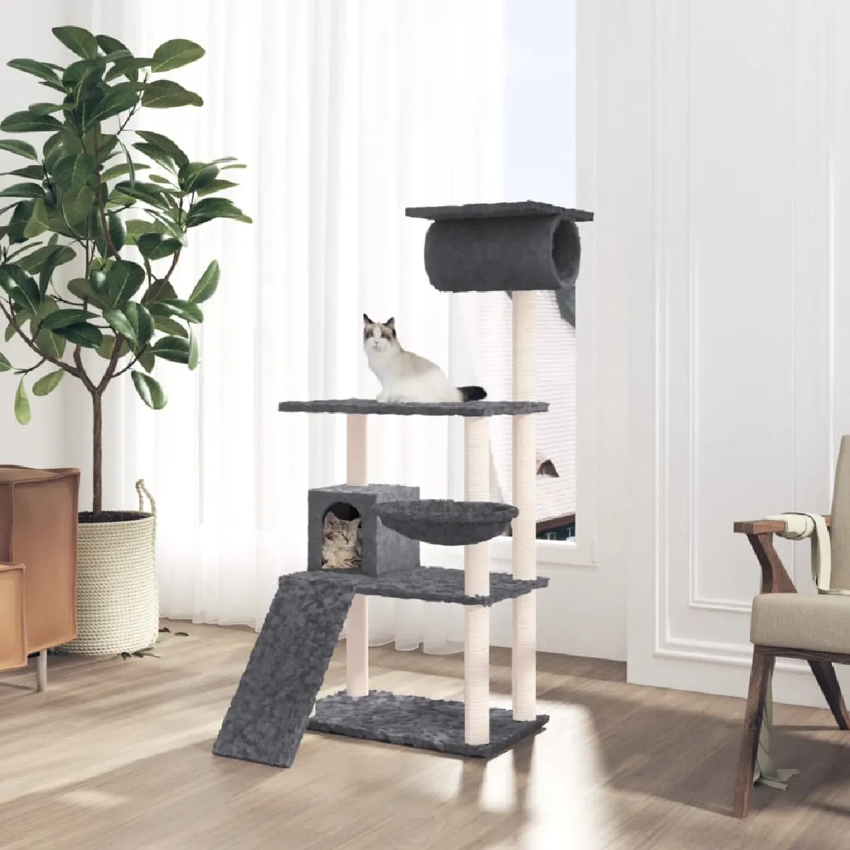 vidaXL Arbre à chat avec griffoirs 131 cm - vue 5