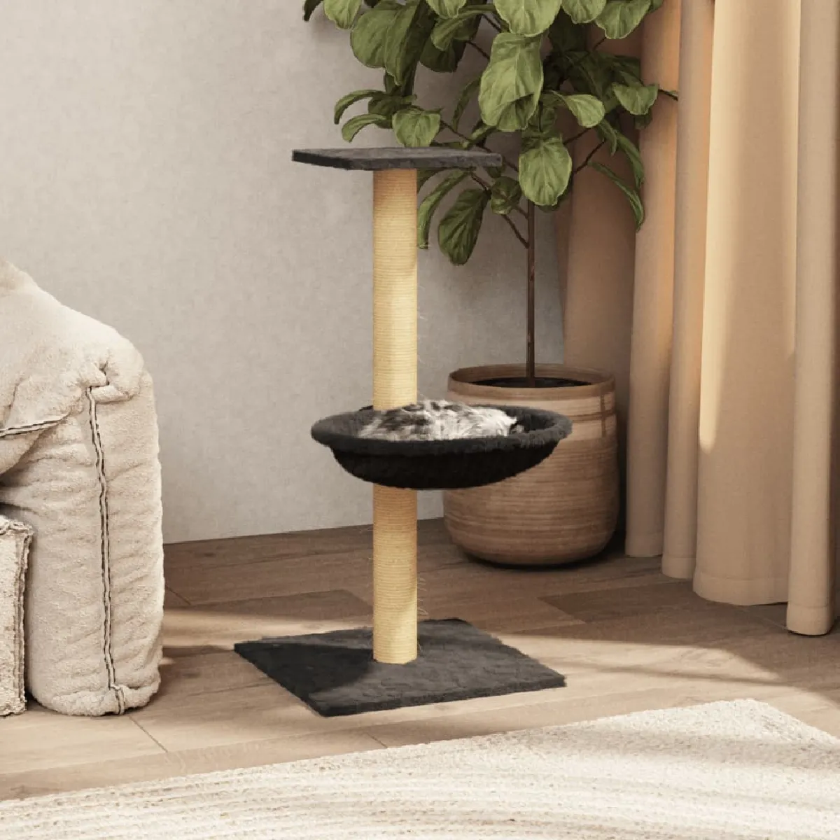Vidaxl 171590 Arbre à chat avec griffoir en sisal Gris foncé 74 cm