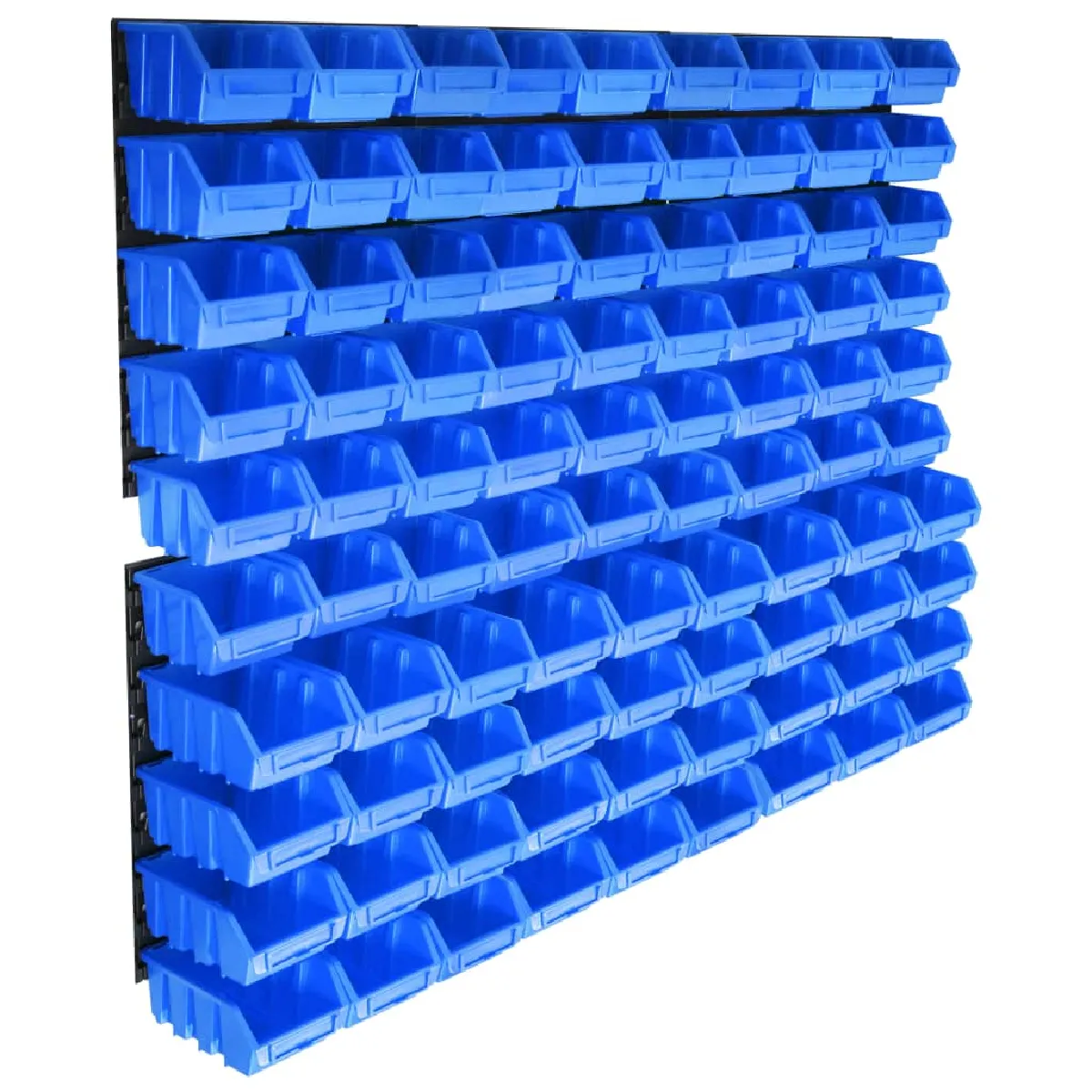 Vidaxl Bleu Kit De Bacs De Stockage Avec Panneaux Muraux 96 Pcs