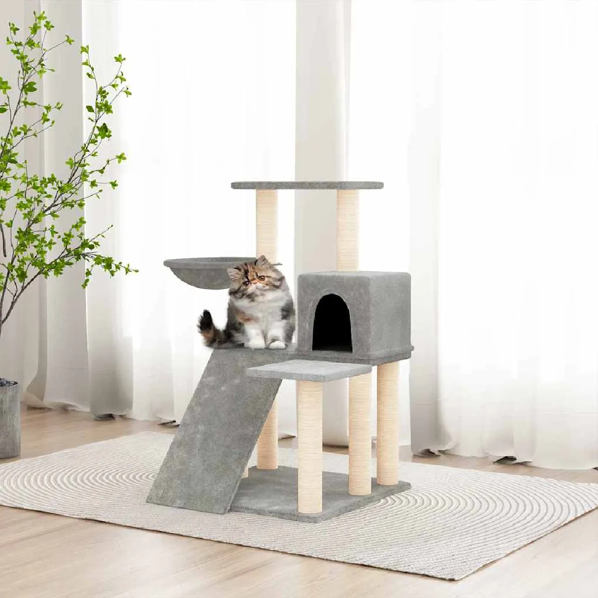 VIDAXL Arbre a chat avec griffoirs en sisal Gris clair 82 cm