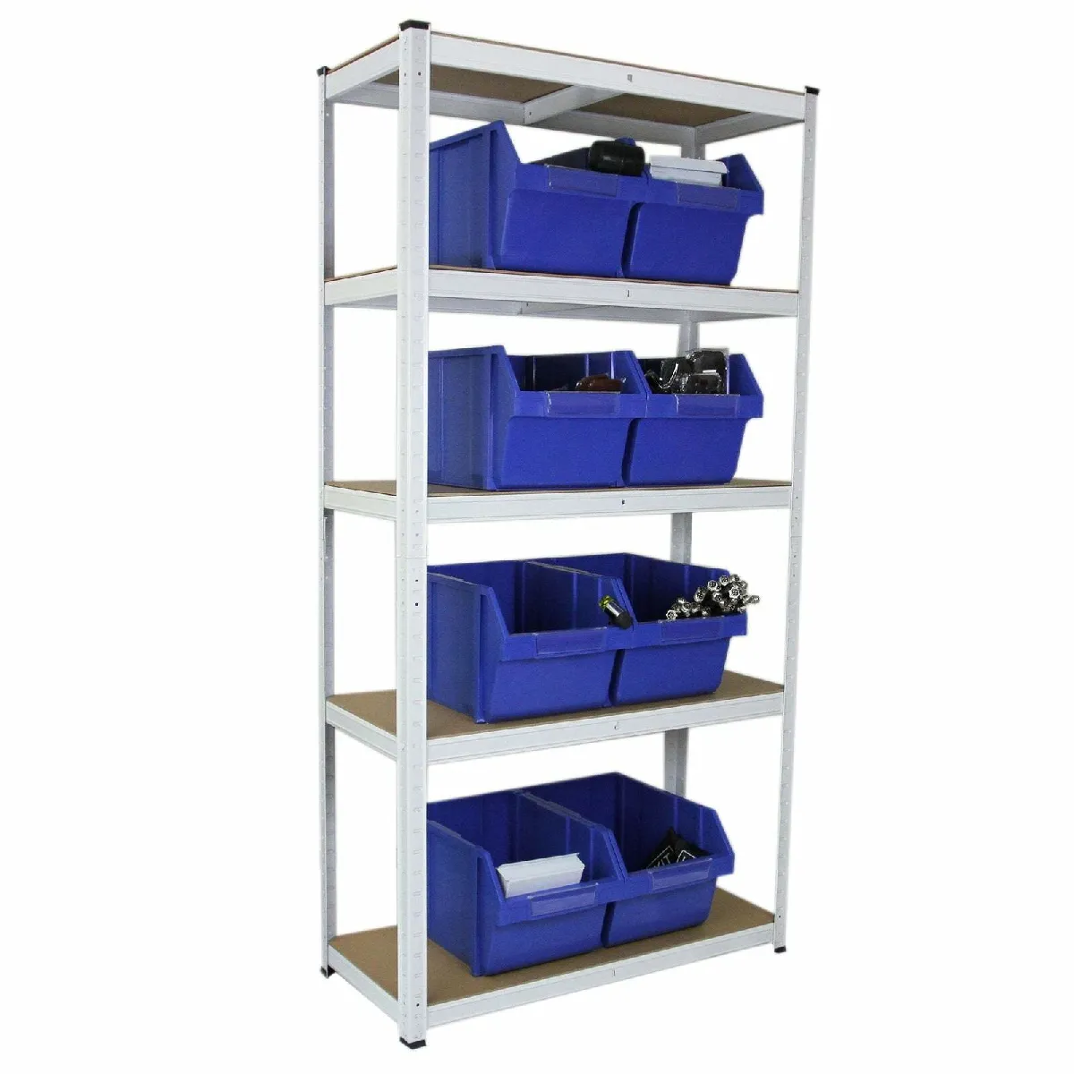Etagère E-RAX Blanc 90 x 40 x 180cm en Acier Galvanisé 5 Niveaux Capacité 1000KG - Image 3