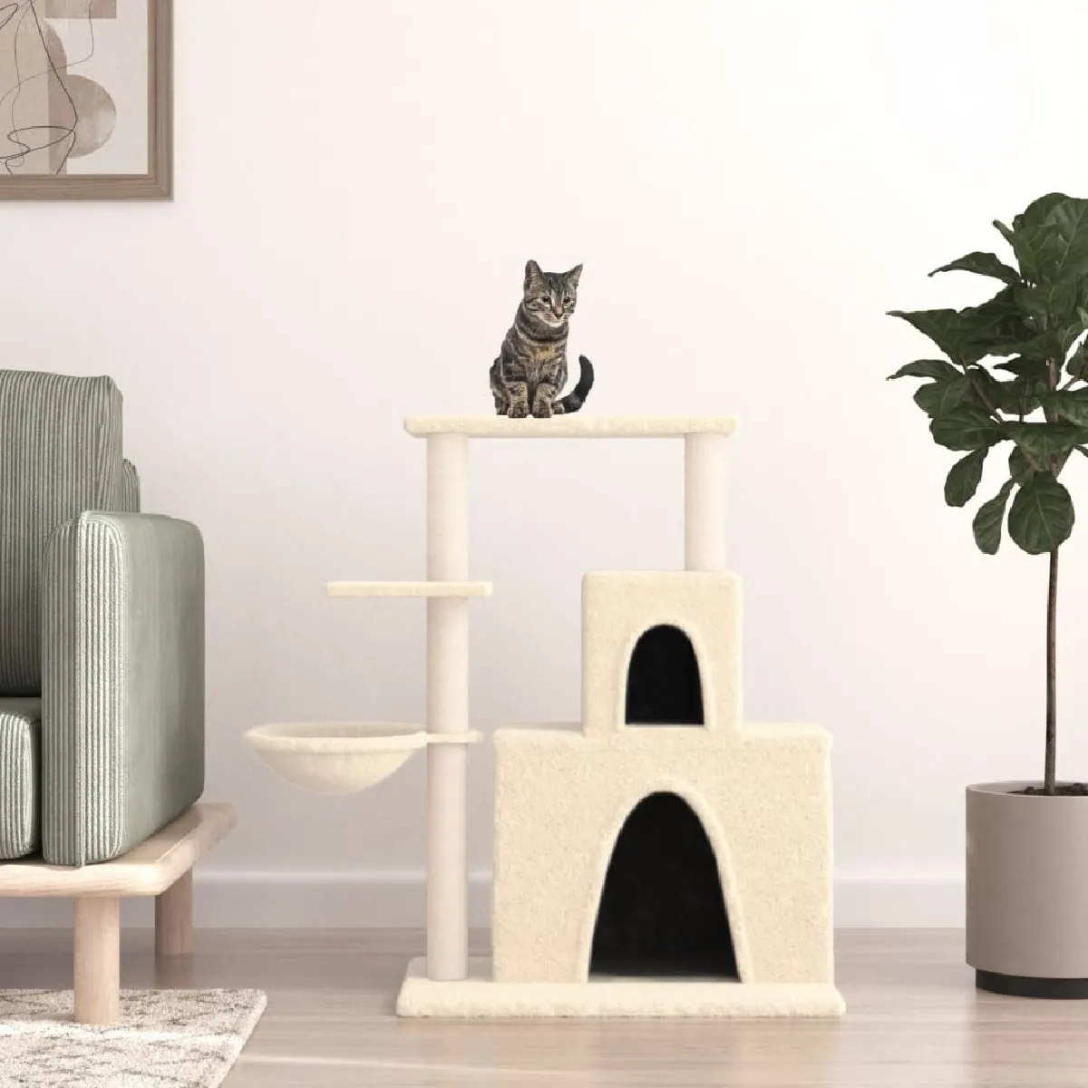 vidaXL Arbre à chat 83 cm Crème - vue 2