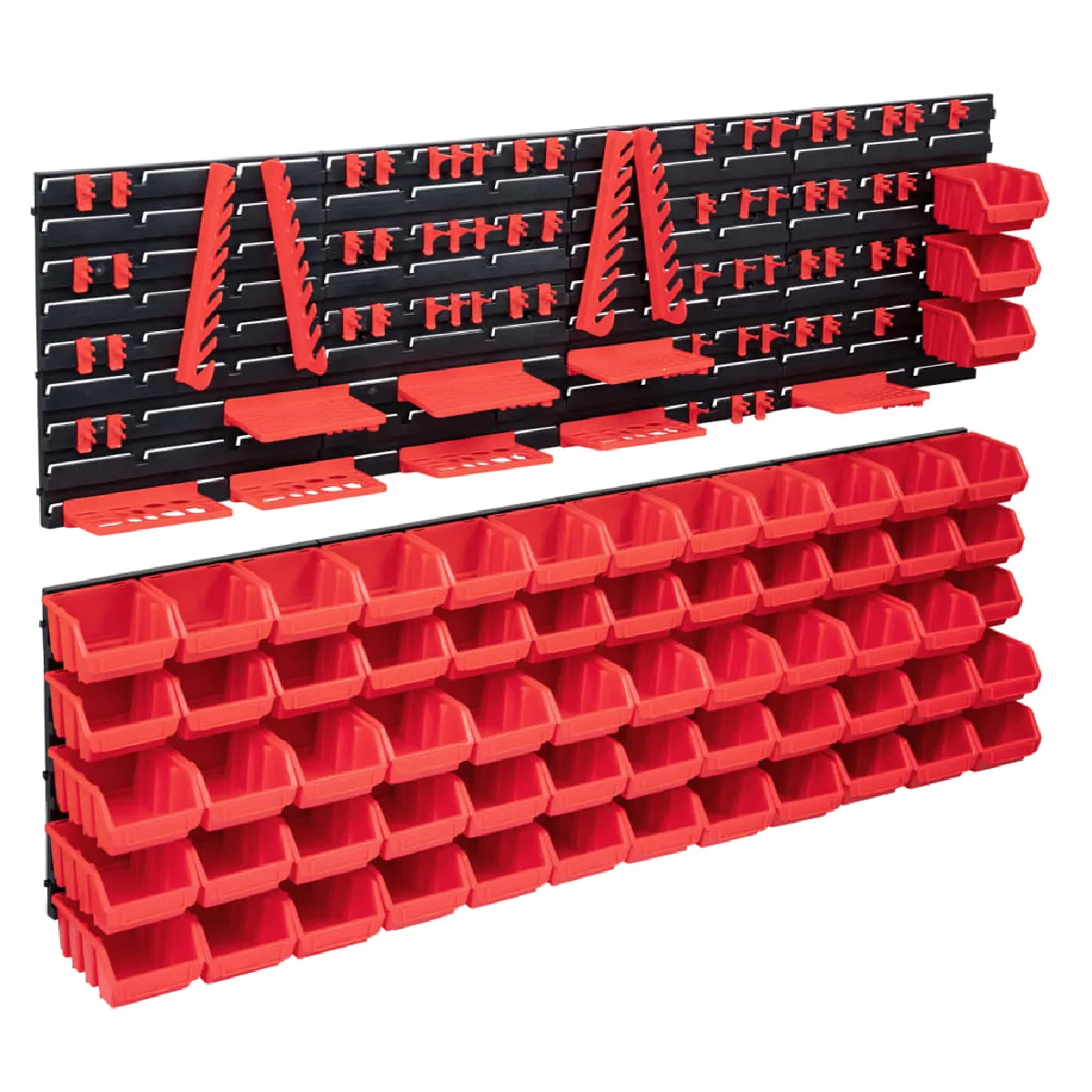 Non Communiqué Rouge Kit De Bacs De Stockage - Vidaxl - 141Pcs - Et Noir - Panneaux Muraux - Plastique - Image 3
