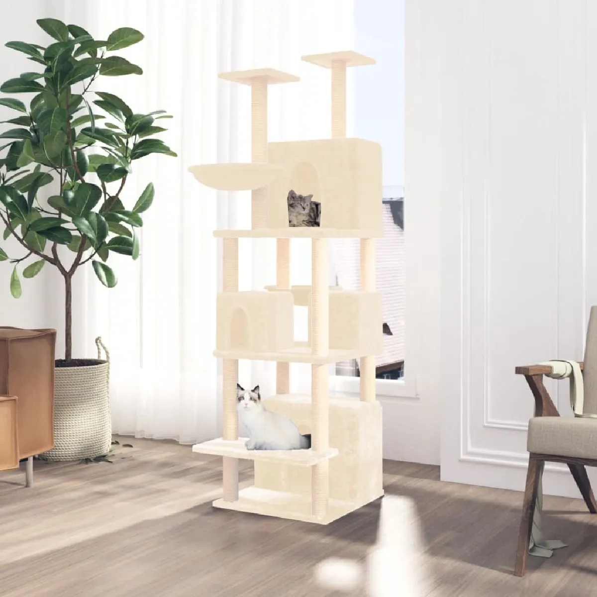 Vidaxl Arbre à chat - Crème - 180 cm