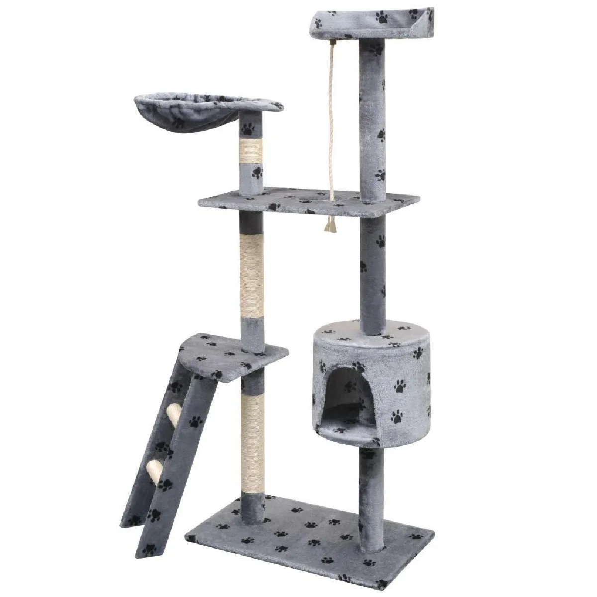 Arbre &agrave; chat Helloshop26 - 150 cm - Gris empreintes pattes