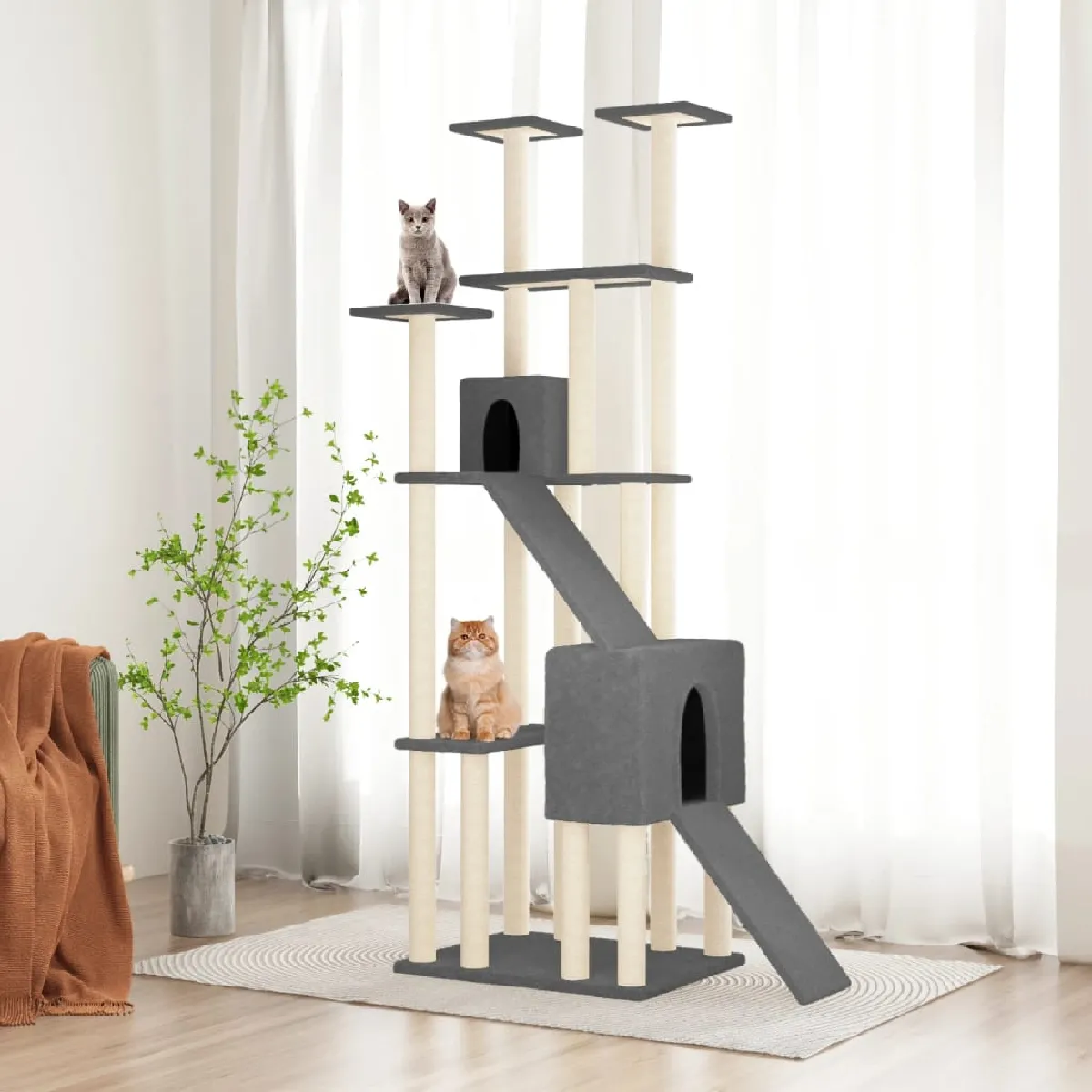 Meilleurs prix pour vidaXL Arbre à chat avec griffoirs en sisal Gris foncé 190 cm