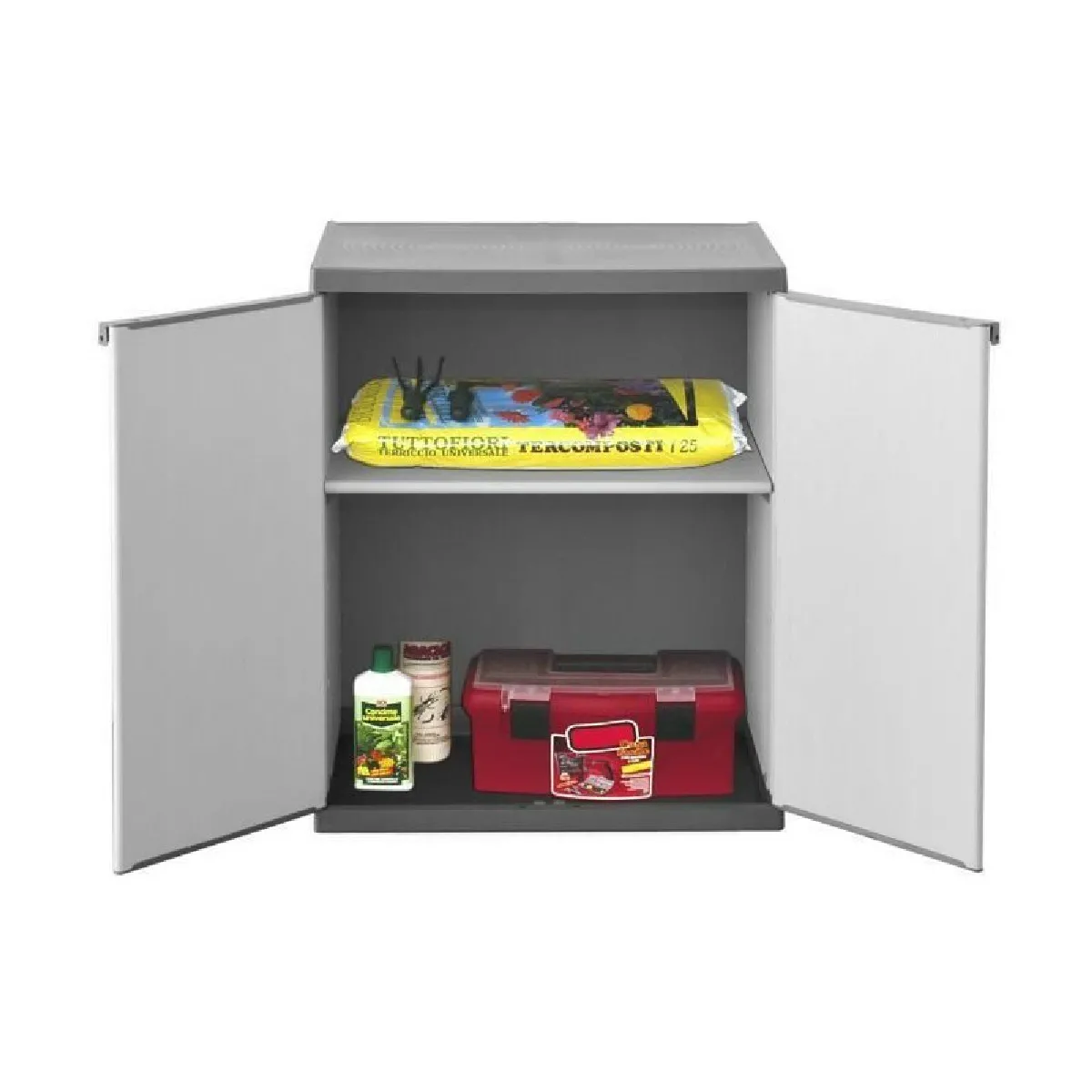 Tood Gris Armoire De Rangement Basse En Résine - 68 X 39,5 X 85 Cm