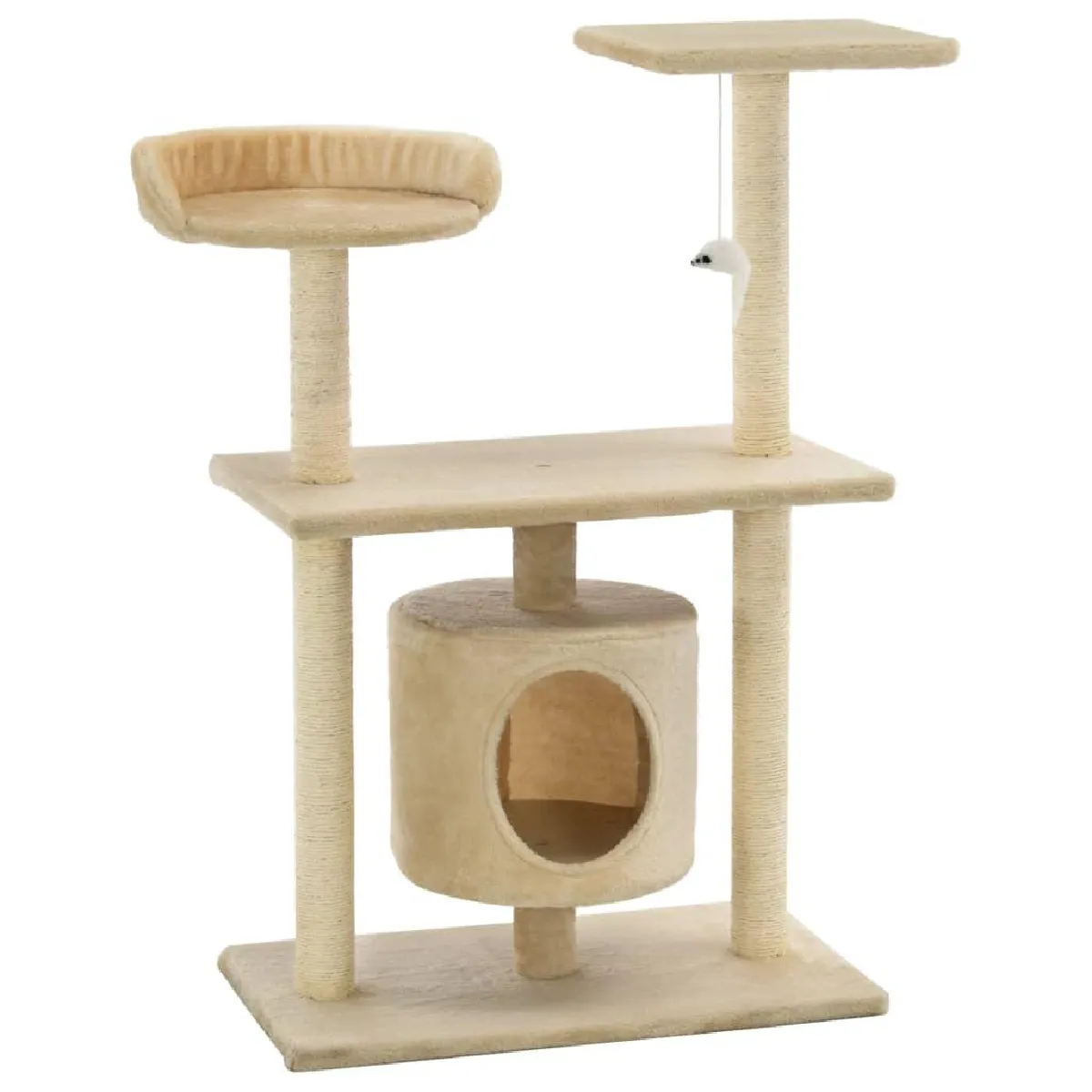HELLOSHOP26 Arbre &agrave; chat griffoir grattoir niche jouet animaux peluch&eacute; en sisal 95 cm beige 3702237 