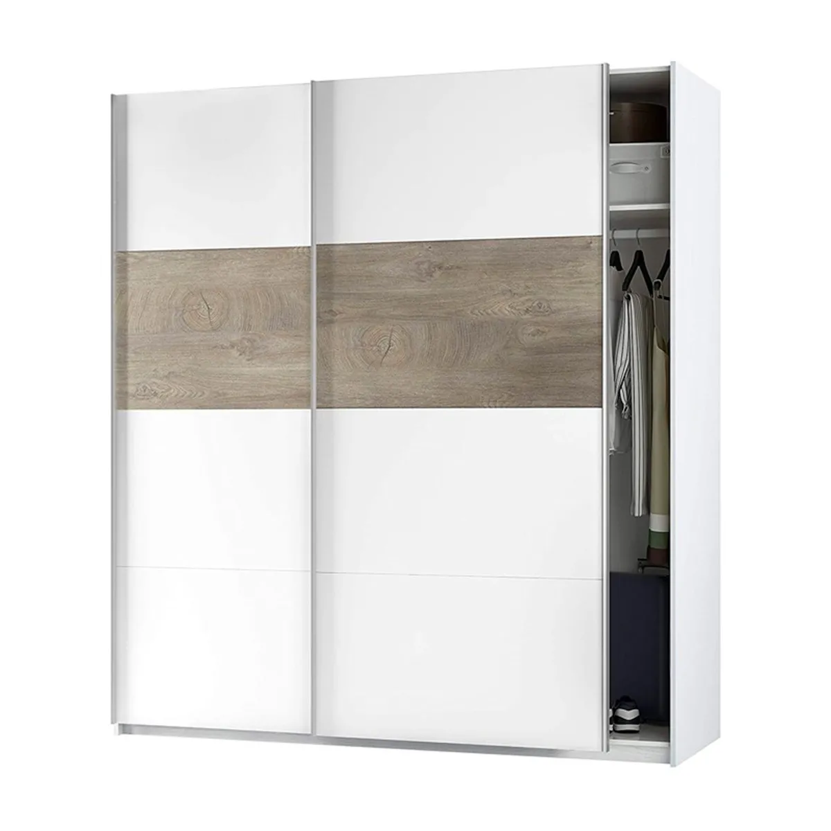 Pegane Armoire portes coulissantes - Chêne