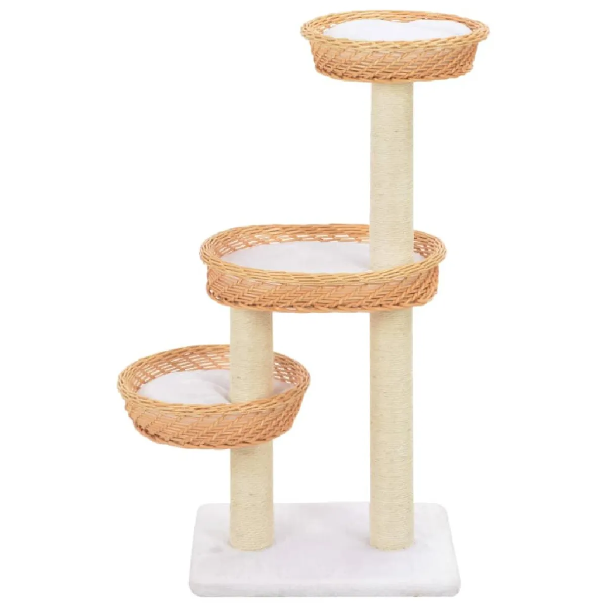 Arbre &agrave; chat griffoir grattoir niche jouet animaux peluch&eacute; en sisal naturel bois de saule 3702244 