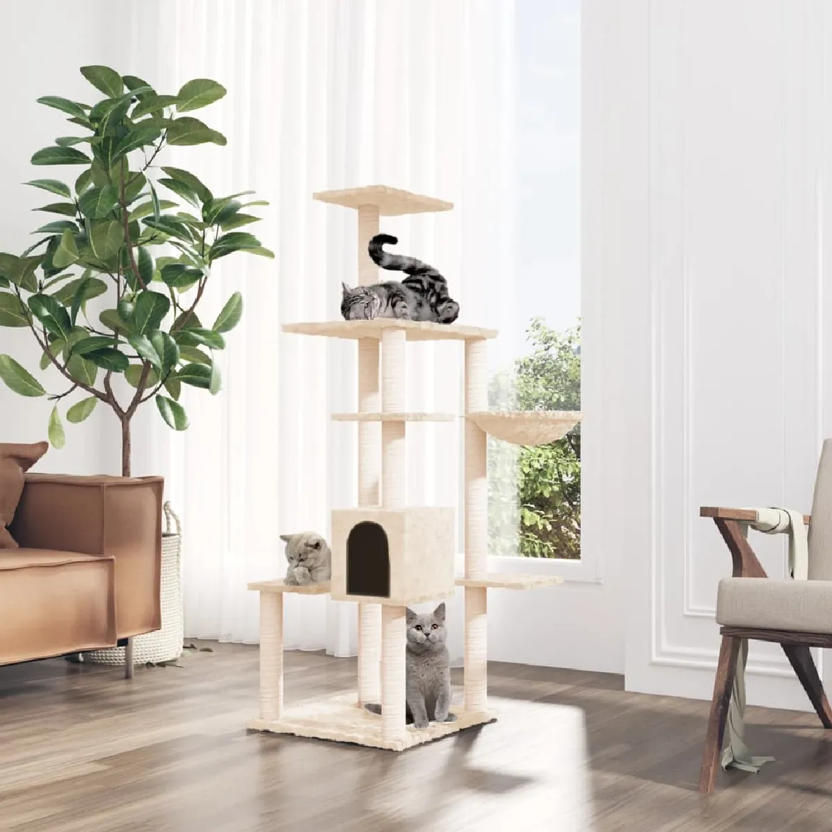 Vidaxl Arbre à chat Crème 142 cm