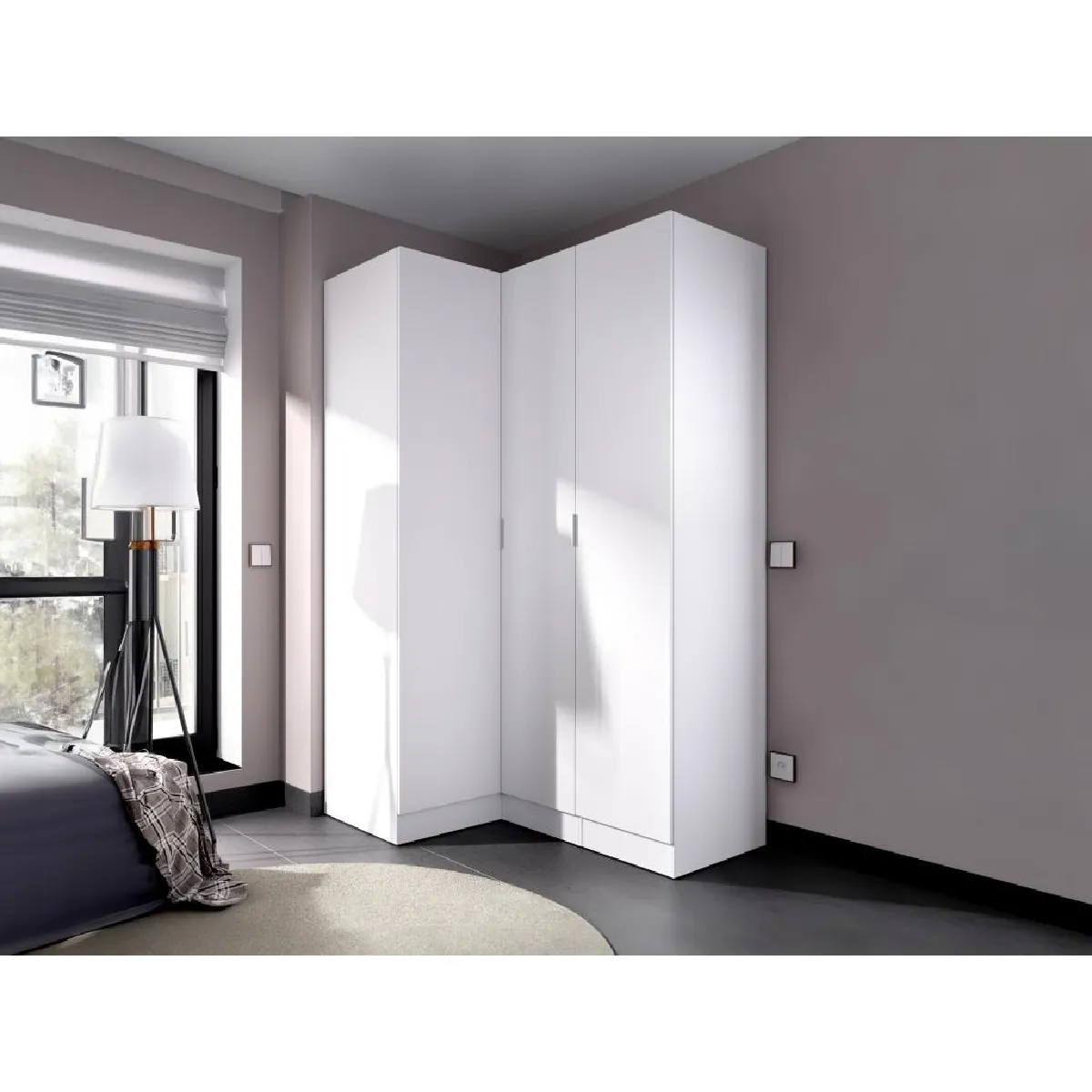 Armoire d'angle LISTOWEL VENTE-UNIQUE - Blanc Armoire d'angle LISTOWEL VENTE-UNIQUE - Blanc