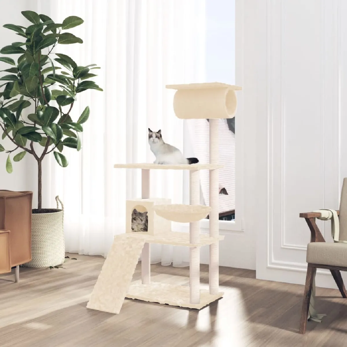 vidaXL Arbre à chat 153 cm Crème - vue 1
