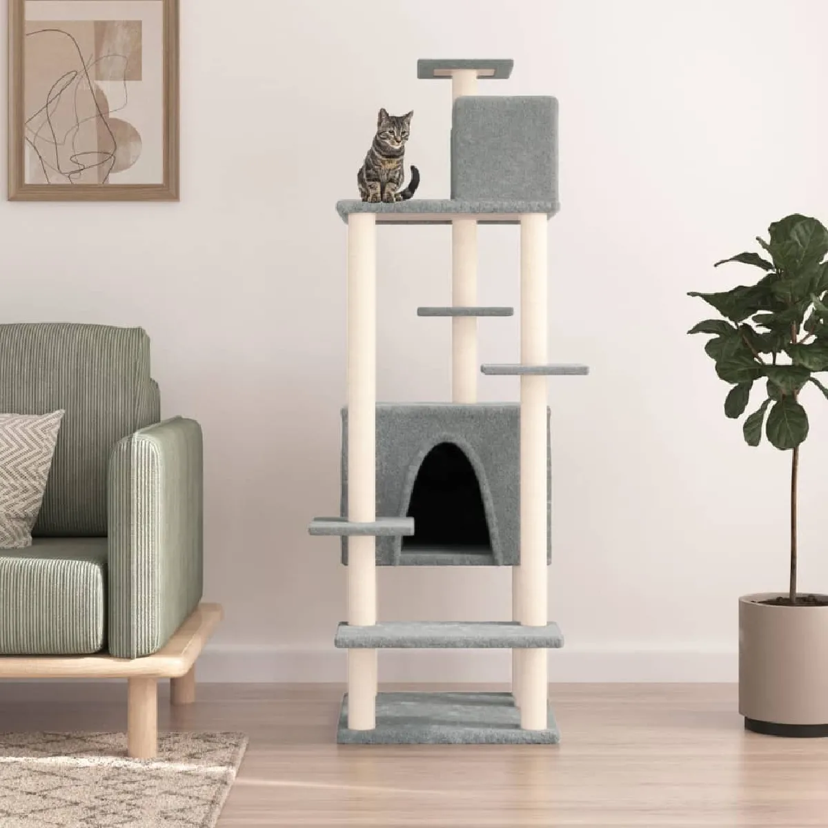 vidaXL Arbre à chat avec griffoirs en sisal 154 cm