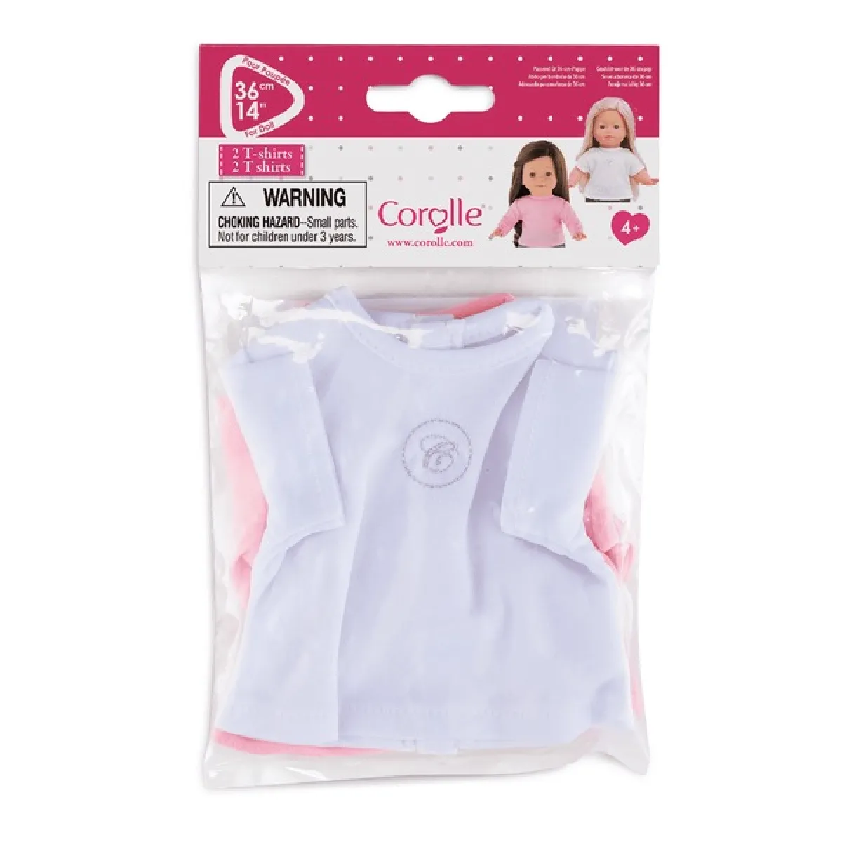 Corolle Lot de 2 t-shirts poupée - Rose Corolle Lot de 2 t-shirts poupée - Rose
