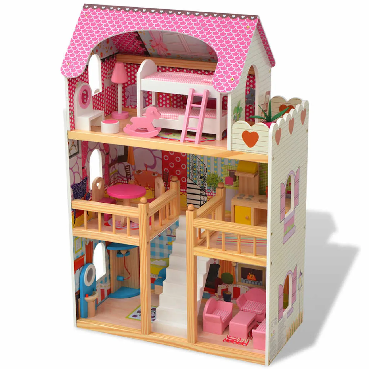 Vidaxl Maison De Poupées Bois 3 Étages