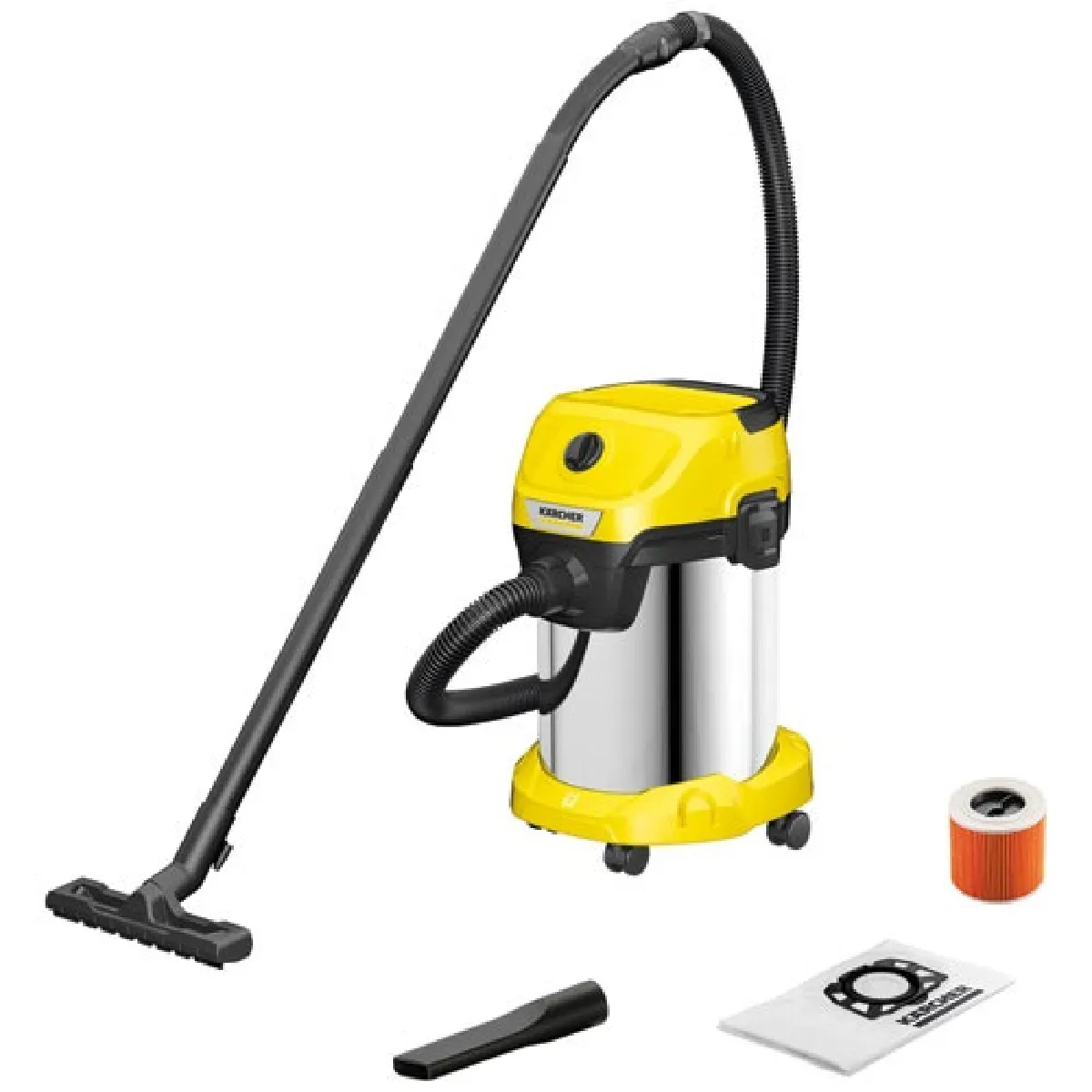 KARCHER Aspirateur cuve eau et poussi&egrave;re 19l 1000w jaune - 16281410 - Wd 3 S V-19/4/20 - 