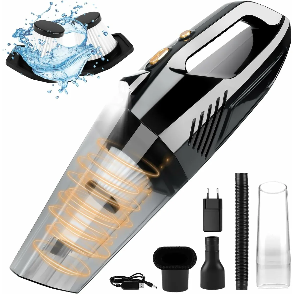 Vendos85 Noir Aspirateur De Table 120W Avec Lampe Led - Neuf - Image 3