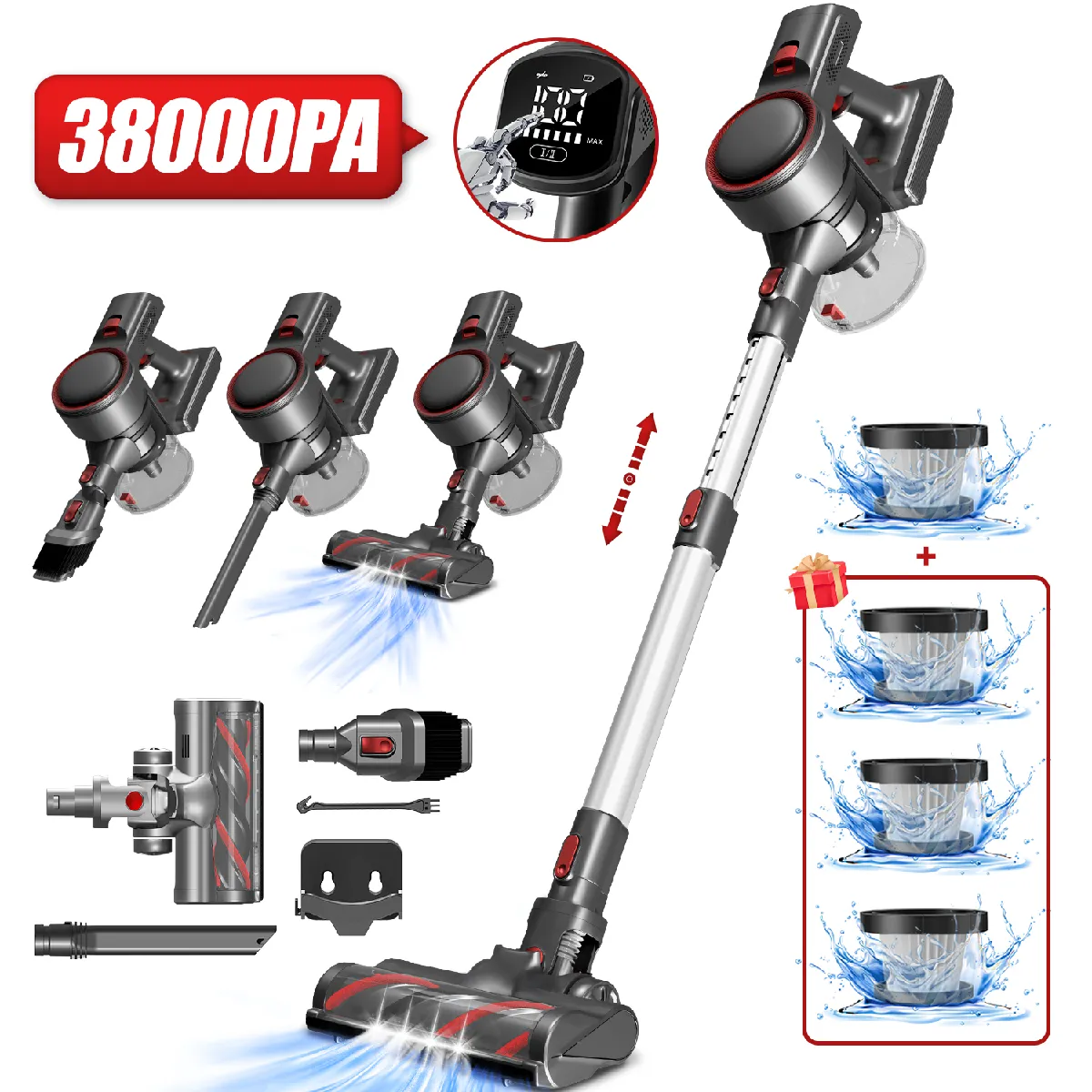 Homimaster Lexzurn Aspirateur Balai Sans Fil 36000Pa Aspirateur