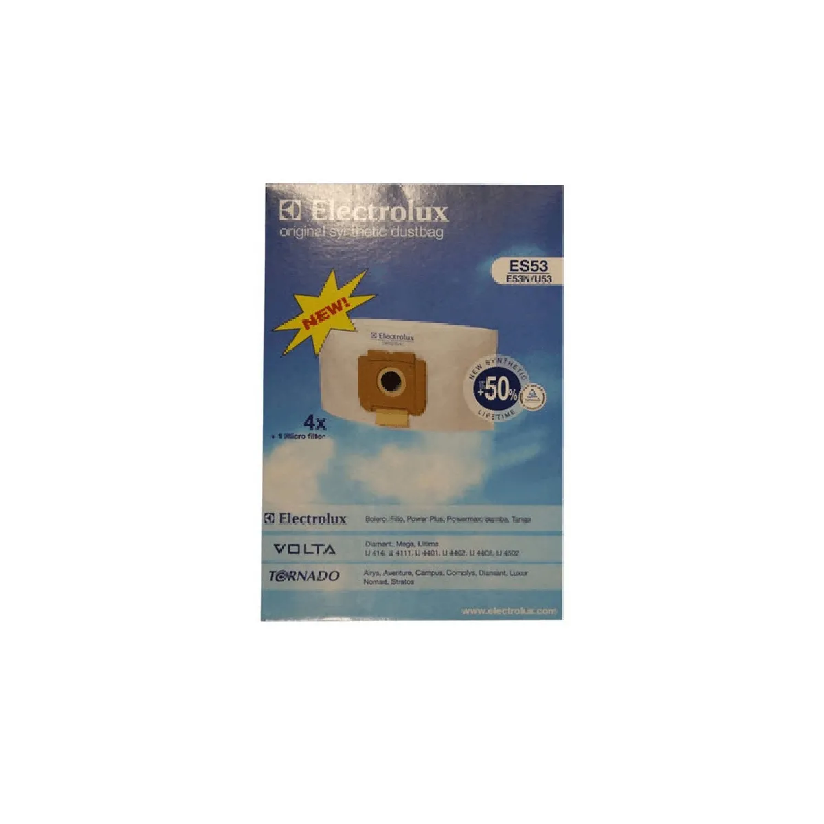 Sacs Aspirateur Tornado ES53 – Lot de 4 Sacs + 1 Micro Filtre, Filtration Synthétique