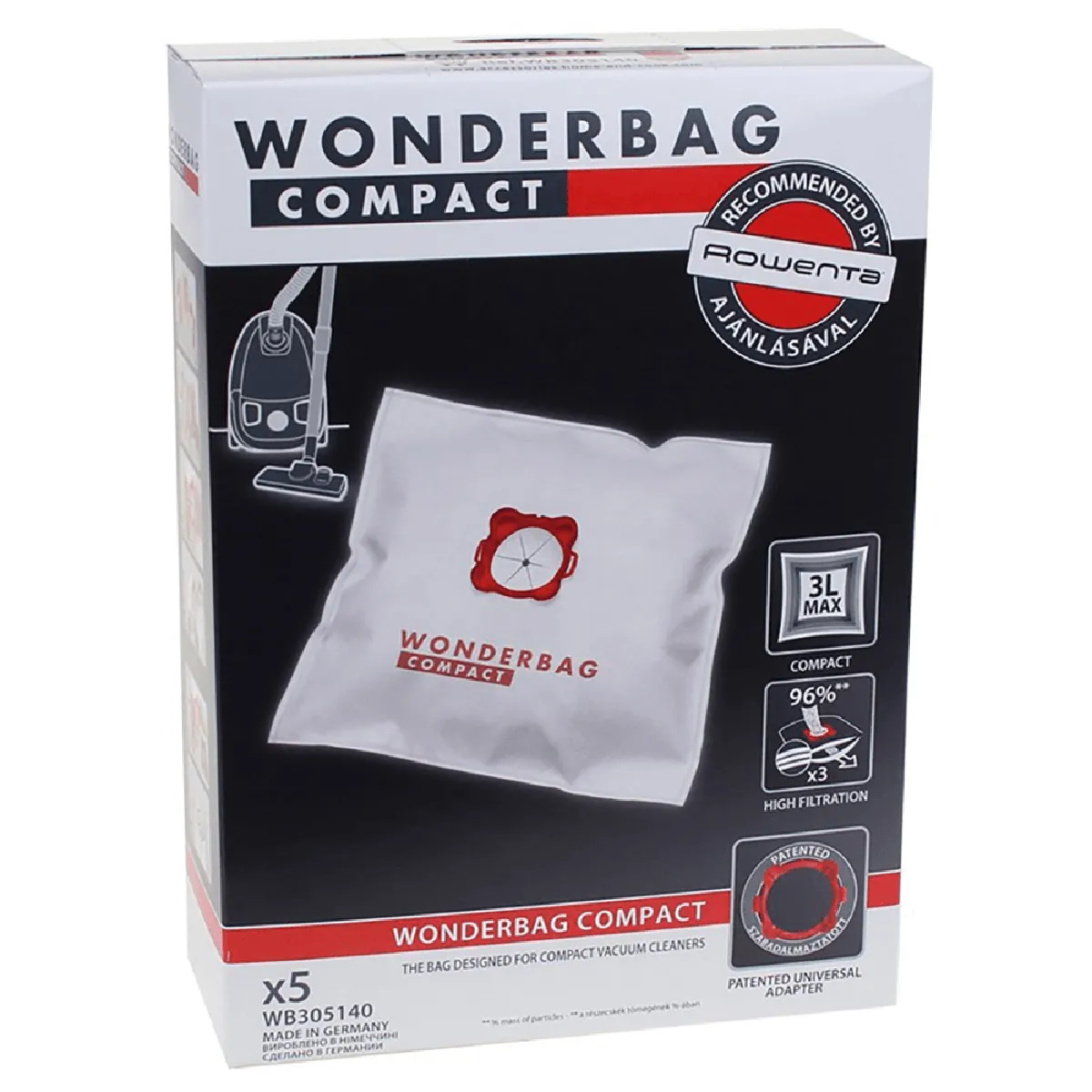 Sac Aspirateur Rowenta WB305140 – Lot de 5 Sacs Microfibre