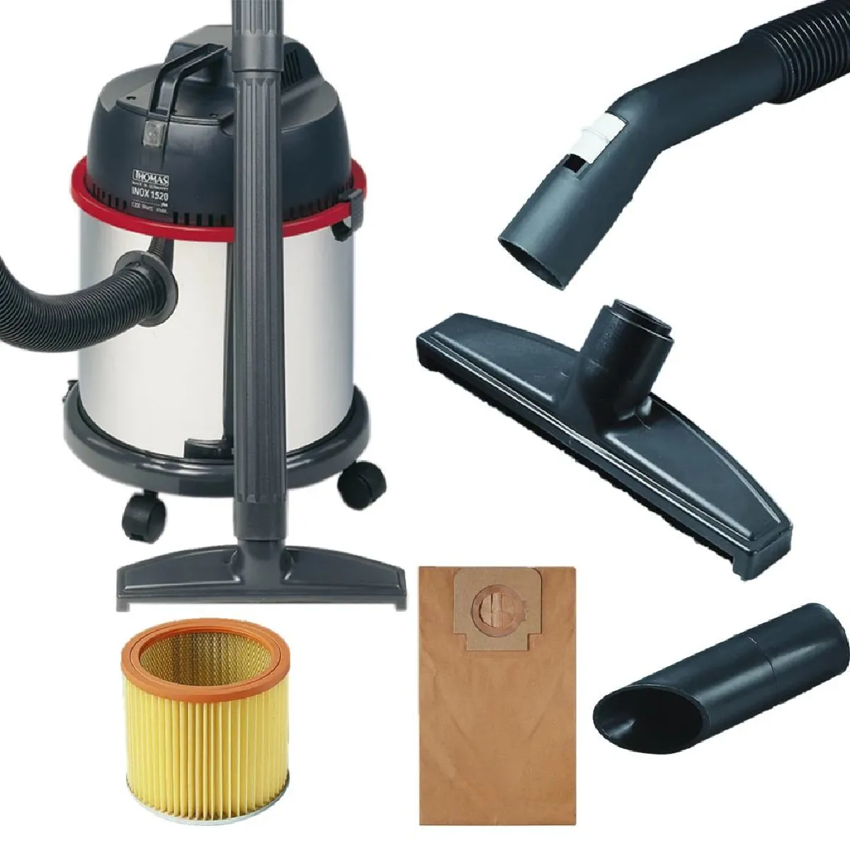 Aspirateur Tambour Thomas INOX 1520+ 1500W Sec et Humide 20L Acier Inox - Image 3