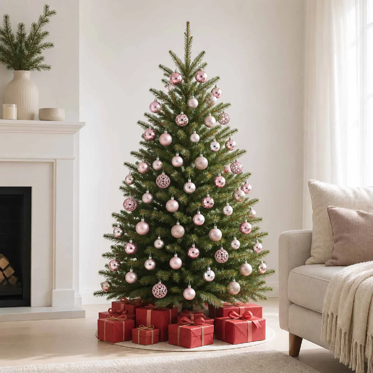 Vidaxl Rose Ensemble De Boules De Noël