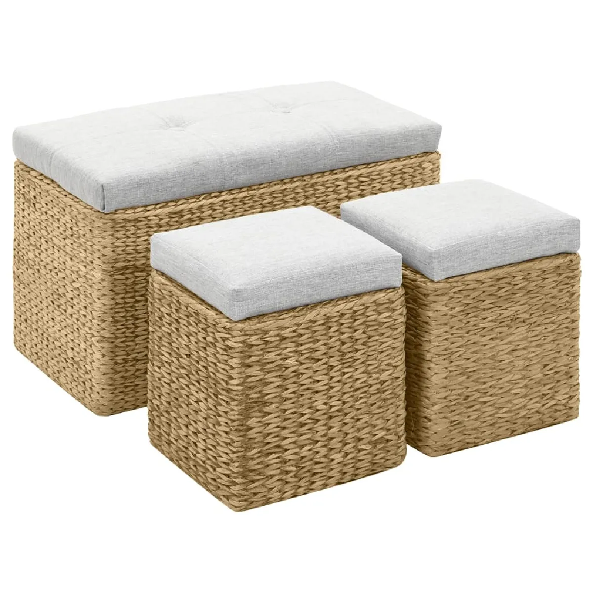 Vidaxl Gris Banc Avec 2 Poufs Jacinthe D'eau - Image 3