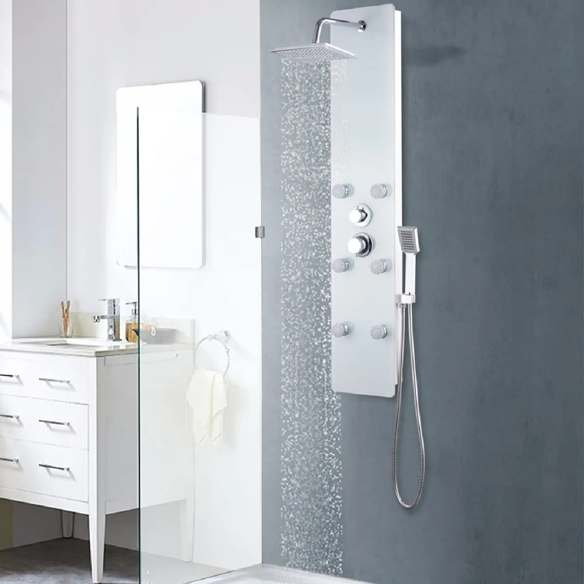 vidaXL Panneau de douche Verre 25 x 44 6 x 130 cm - vue 9