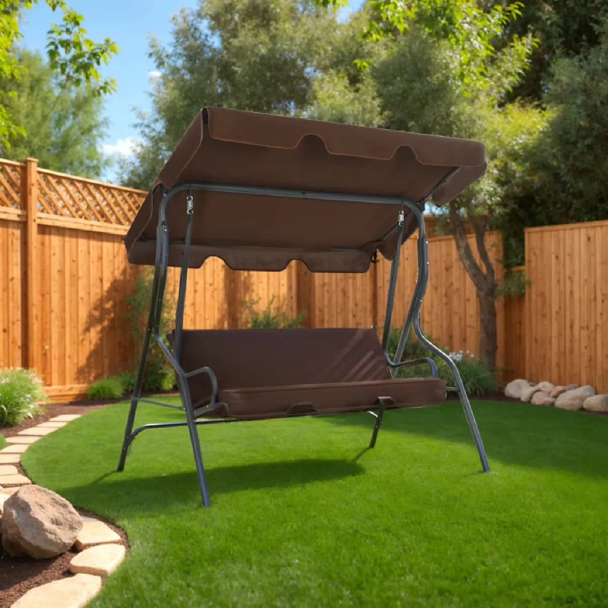 VIDAXL  Balancelle de jardin - Caf&eacute;