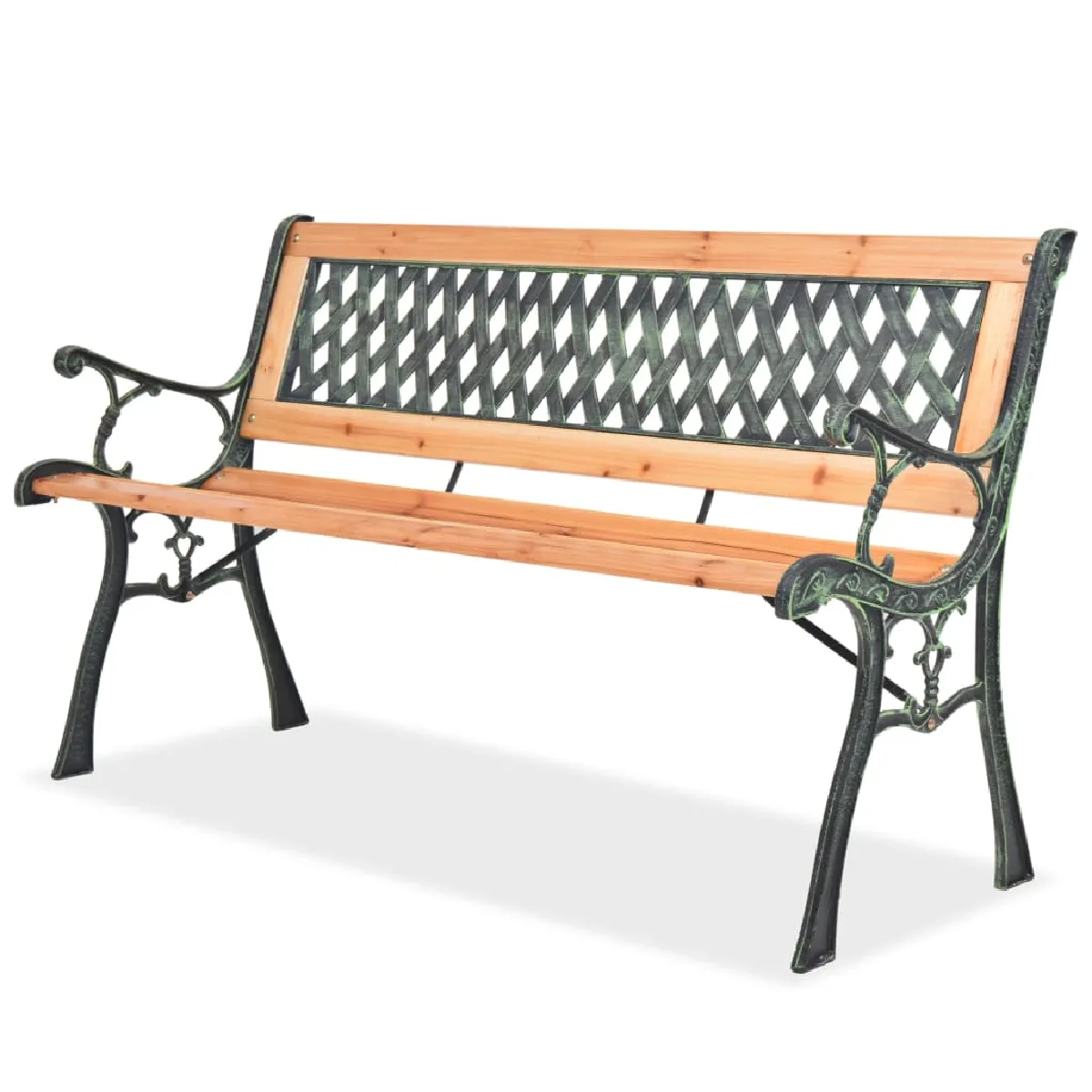 Banc de jardin en bois de peuplier et métal VIDAXL 122 x 51 x 73 cm 2 personnes - vue 2