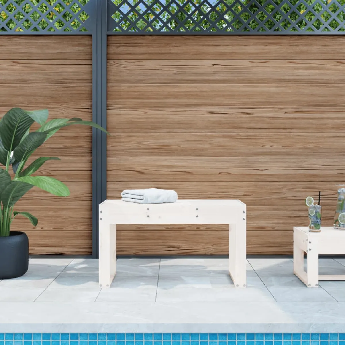 vidaXL Banc de jardin blanc - Bois de pin