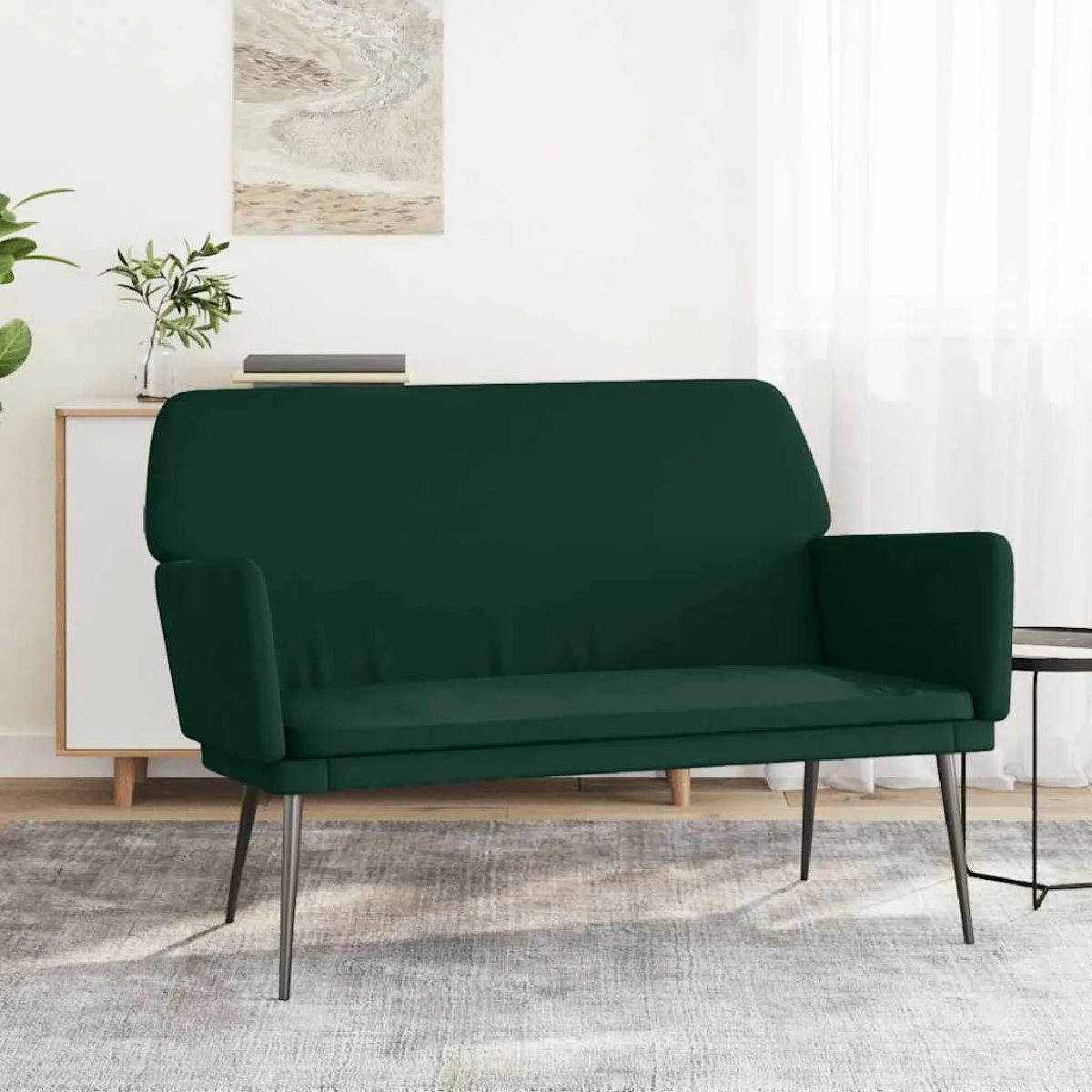 Vidaxl Vert Banc 108X79cm Velours Foncé