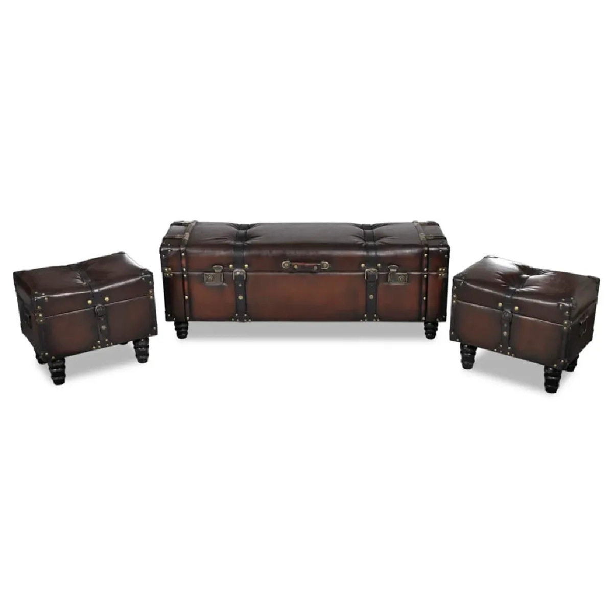 VIDAXL  Ensemble Bancs Rangement Marron