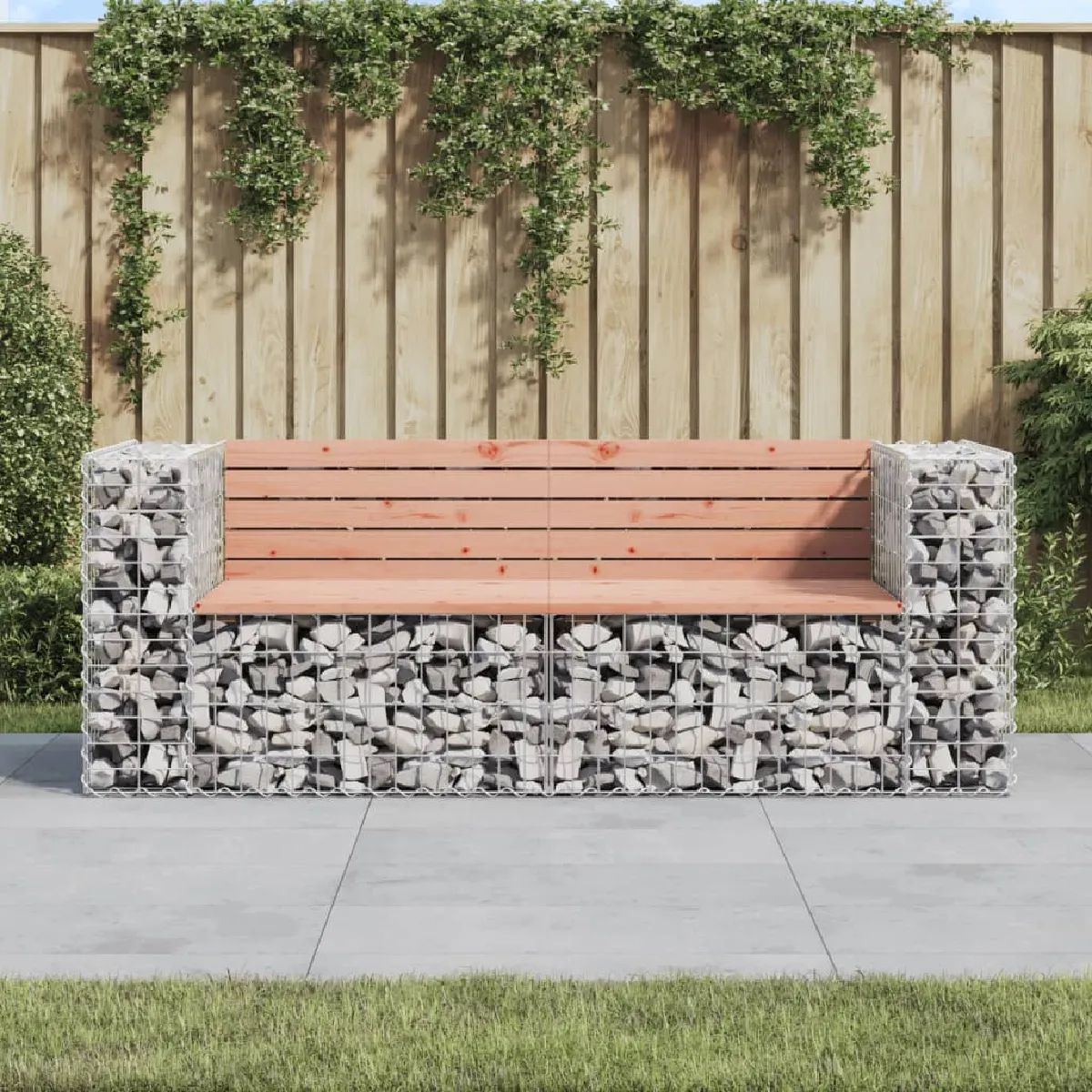 vidaXL Banc de jardin design gabion 184x71x65 5 cm bois massif douglas 3196237 - vue 2