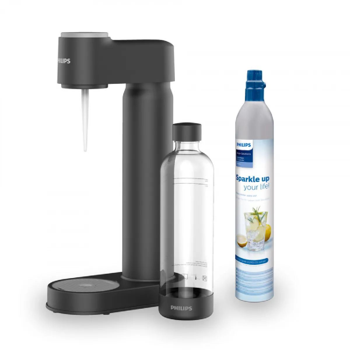 PHILIPS ADD4901BK machine à soda lite couleur finitions abs + cylindre CO² environ d'eau pétillante + 1 bouteille PET 1 litre. COMP