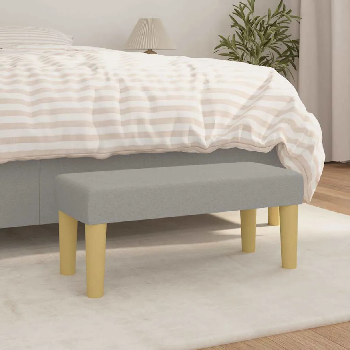 vidaXL - Banc - Tissu - Gris Clair - 70x30x30 cm - Image 3