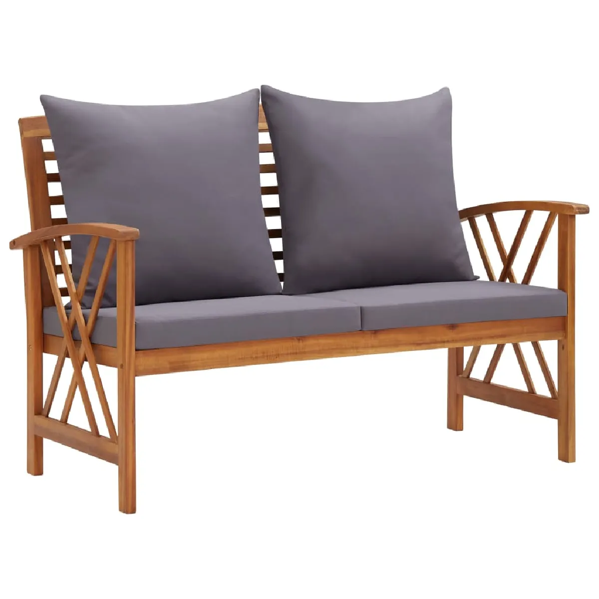 Vidaxl Banc jardin avec coussins - Acacia Marron - vue 2