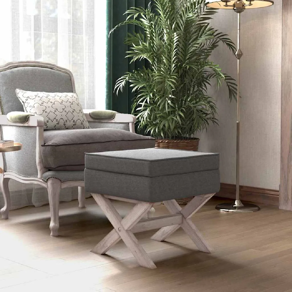 Vidaxl Gris Tabouret De Rangement - Foncé