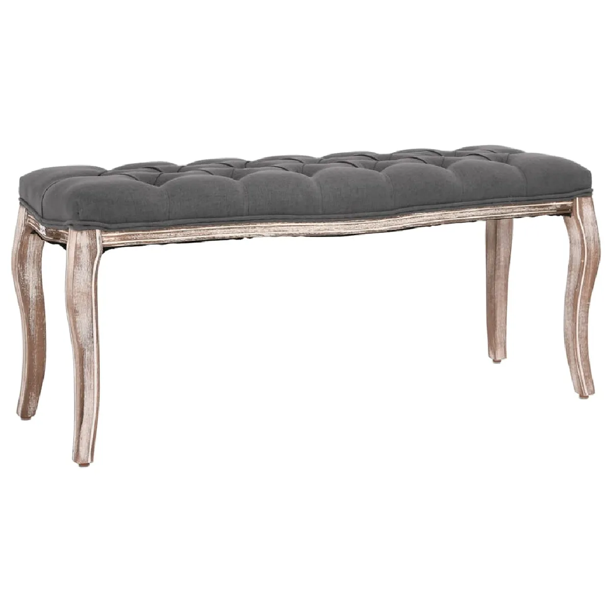 Non Communiqué Gris Banc Lin Bois Solide 110X38x48 Cm Foncé - Image 3