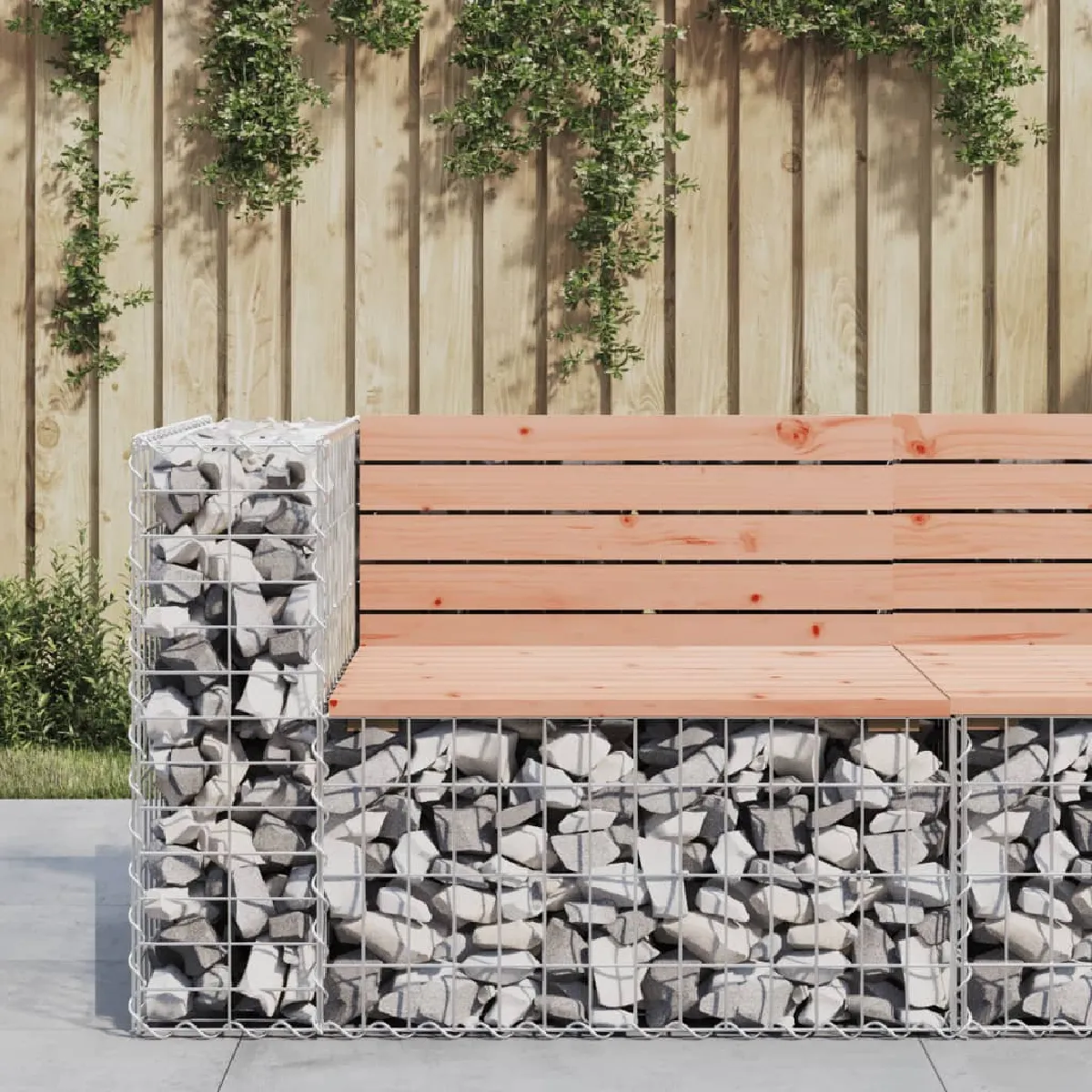 vidaXL Banc jardin design gabion 92x71x65 5 cm bois massif de douglas 834381 - vue 2