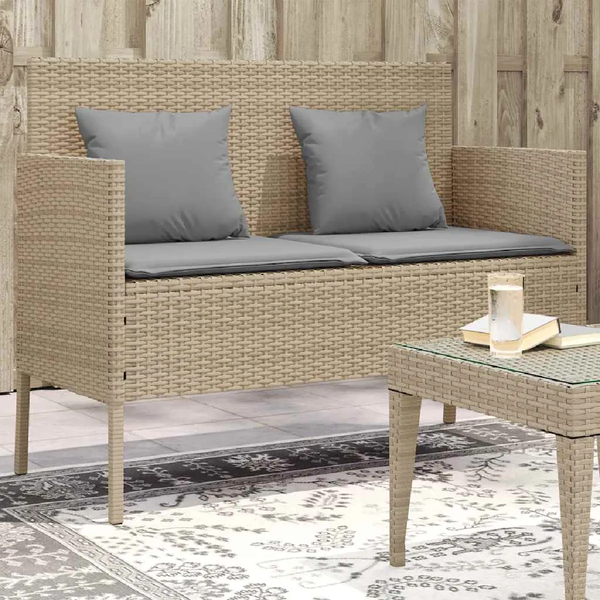 Vidaxl Banc de jardin 120 cm Résine tressée - vue 5