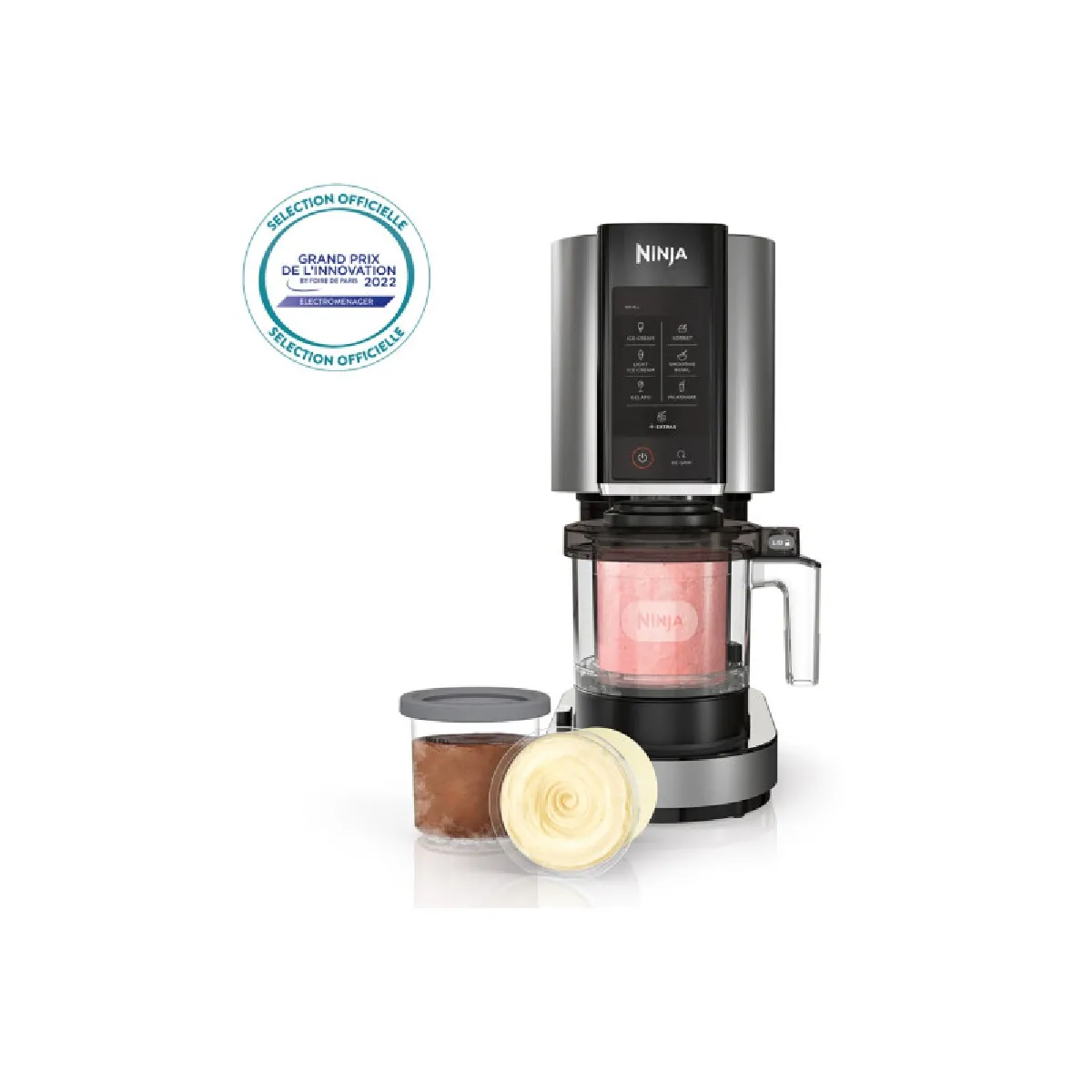 Lot De 4 Pots Pour Sorbetière Ninja Creami - Accessoires Compatibles NC300, NC301, NC299 - Avec Cuillère