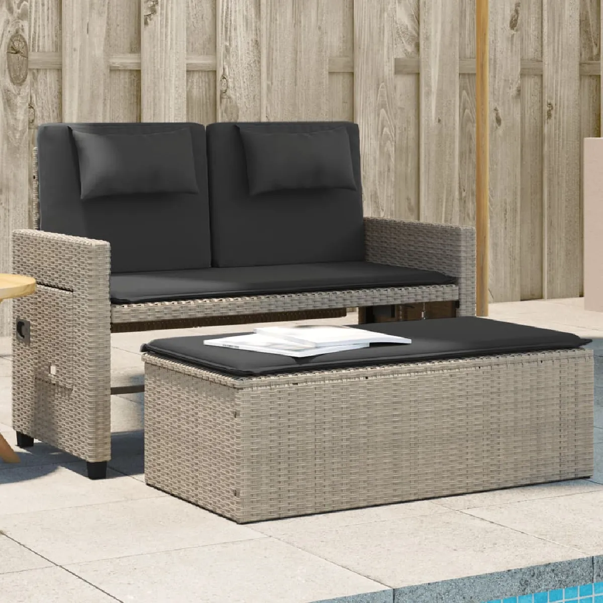 vidaXL Banc inclinable jardin coussins - vue 2