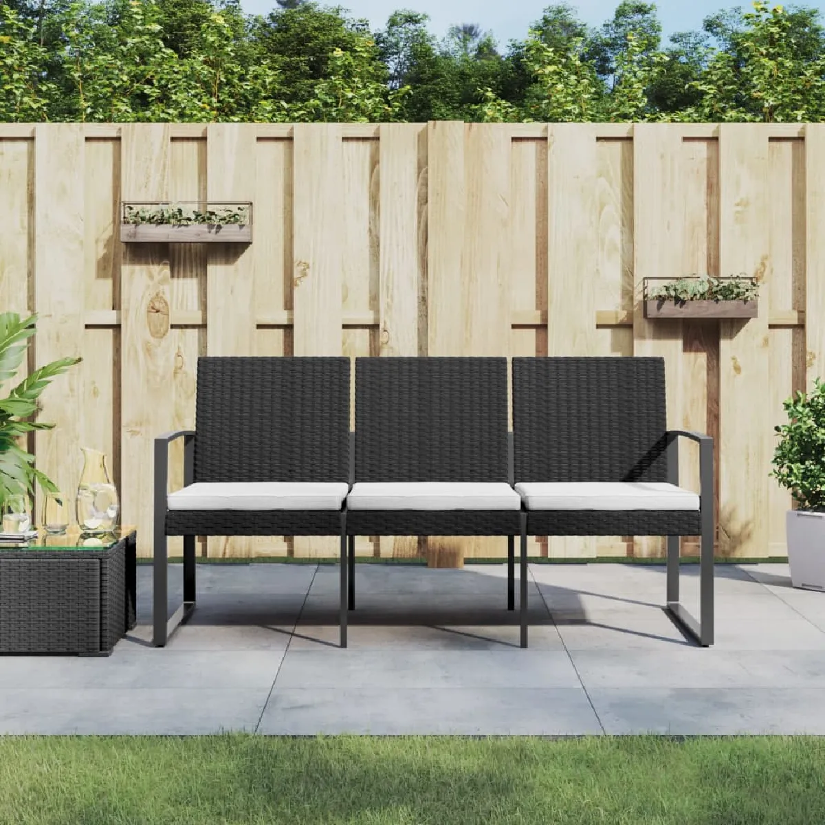 vidaXL Banc jardin 3 places avec coussins