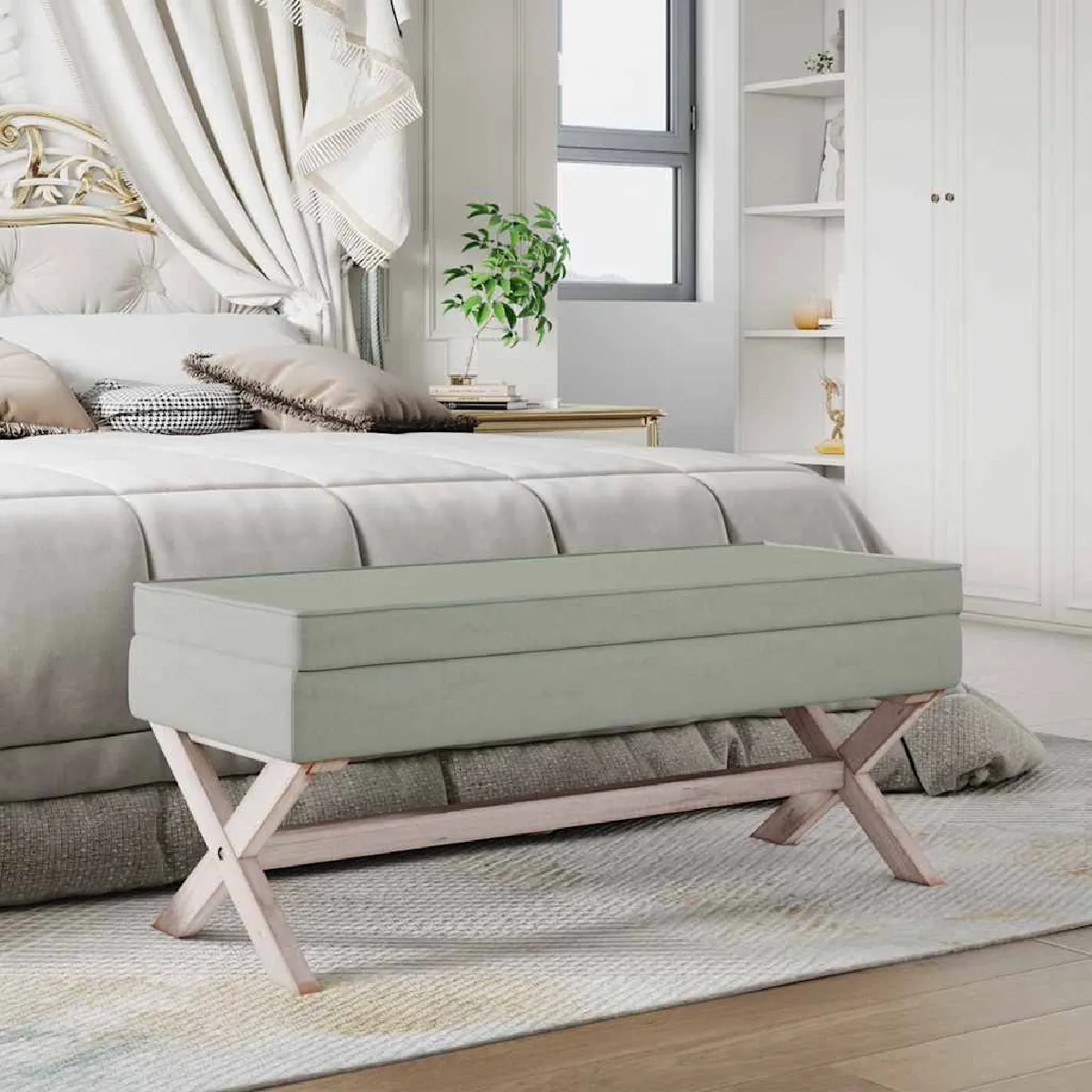 Vidaxl Gris/Clair Tabouret De Rangement