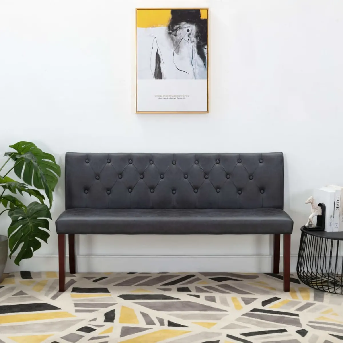 Non Communiqué Gris Banc 148,5 Cm Similicuir Daim - Image 3