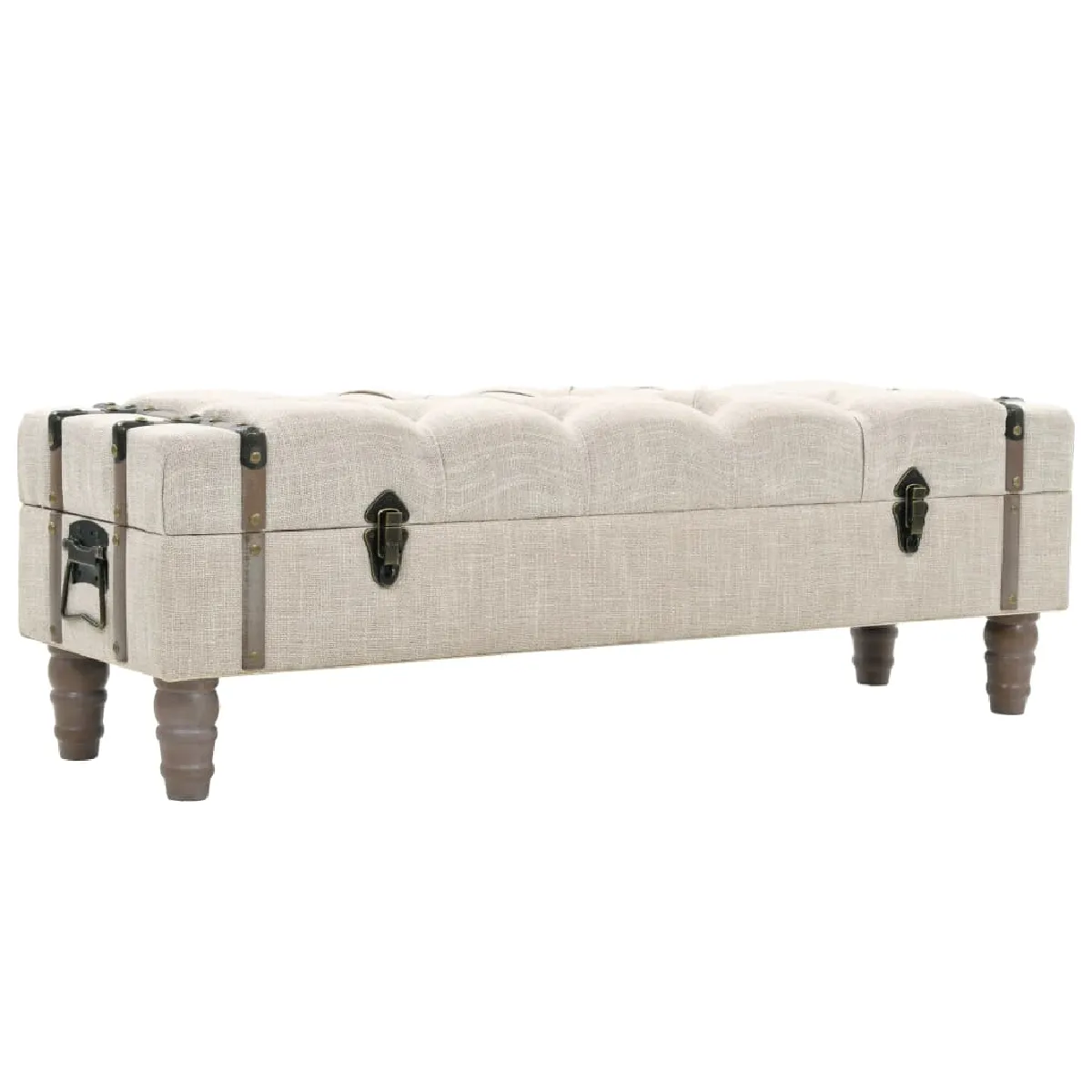 vidaXL - Banc de rangement - Industriel - Bois massif et acier - 111 x 34 x 37 cm - Image 3