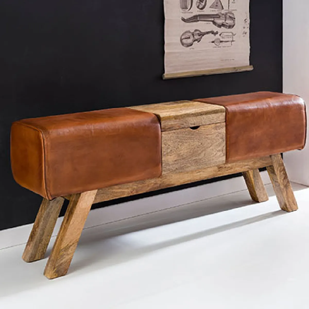 Mes Marron Banc En Cuir